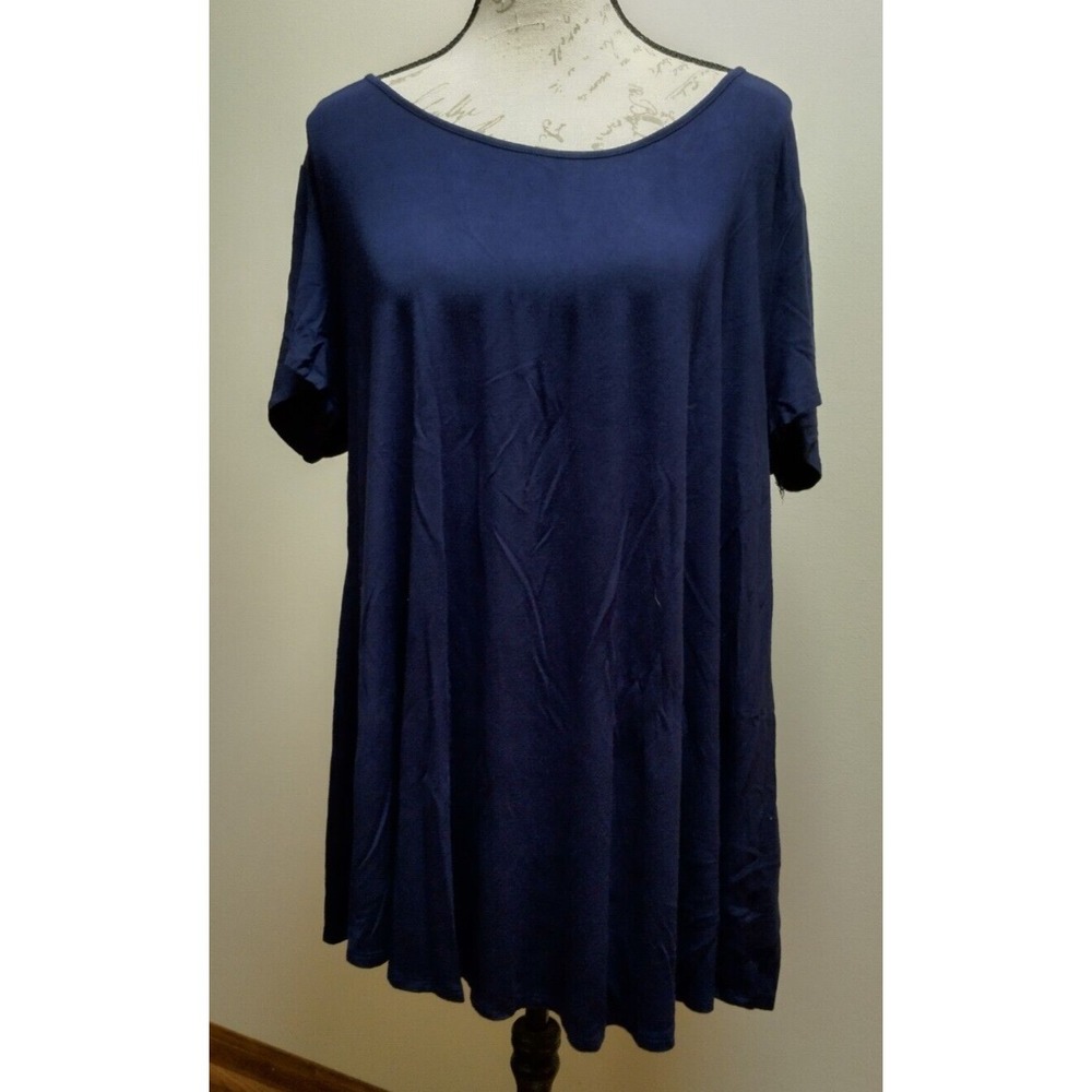 Velvet Skye 3XL Navy Blue Short Sleeve Shirt Rayon/Spandex Blend